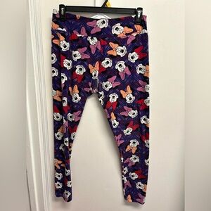 LuLaRoe Purple and Red Minnie Mouse Leggings in Tall & Curvy